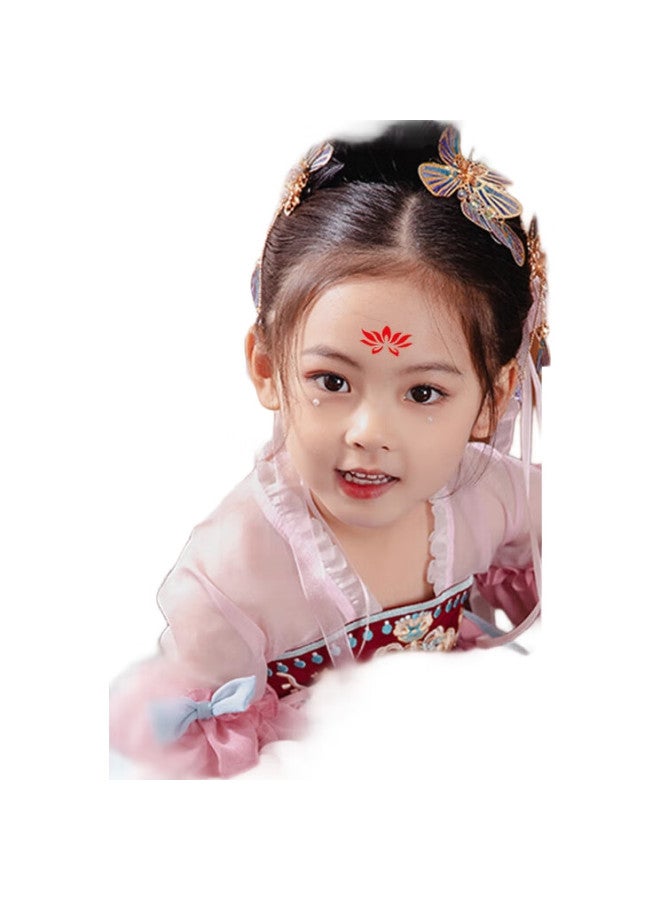 Jiamo [Lowest Price Online] Jiamo New Year Children'S Forehead Stickers, 30 Non-Repeating Sheets, Hanfu Ancient Costume Forehead Print, Diaper Pattern Body Stickers, Girls' Birthday Gift, Festival Ancient Style Flower, Thin Yuanxiao, Back-To Season - Image 1