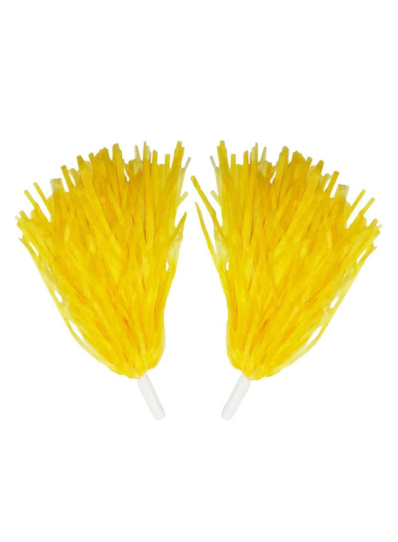 Party Time 1 Pair Cheerleading Pompoms, Yellow Color for Sports Team Cheering, Party Dance Accessories. - Image 1