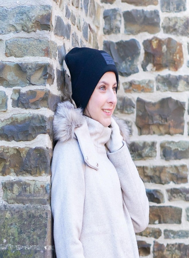 VINTAGE HAVANA Beanie for Women & Men | Thick Cuffed Knitted Winter Hat Beanies Unisex Skull Caps| Vintage Logo Patch Black - Image 4