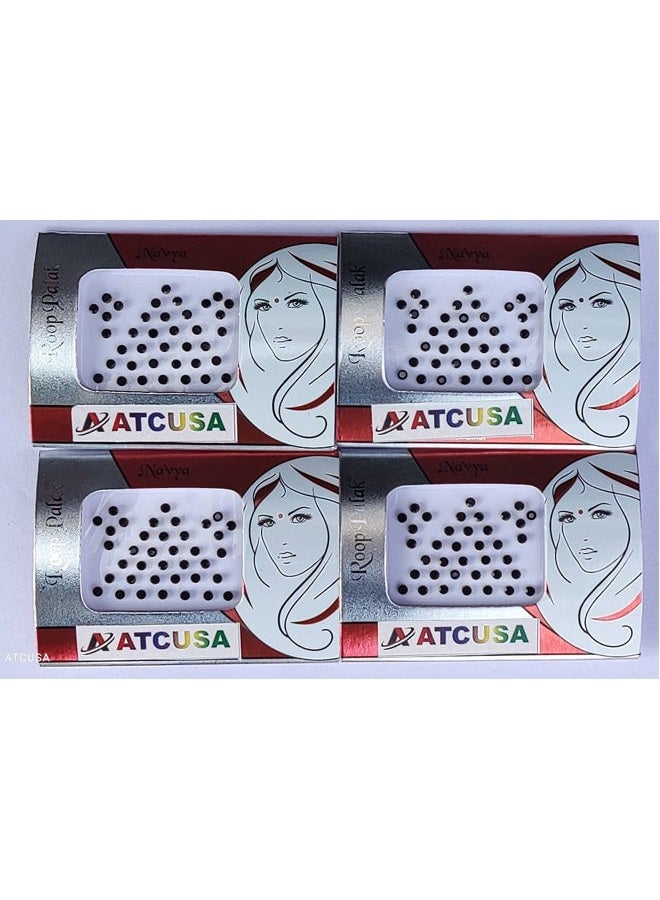 ATCUSA 140+ Bindi Dots Diamond Crystal Fake Nose stud/Ear Stud Indian Crafts bindi stickers Indian Bindi for women Face Jewels Golden black tattoo events decor (Black - Crystal Stones - Size 3mm) - Image 1