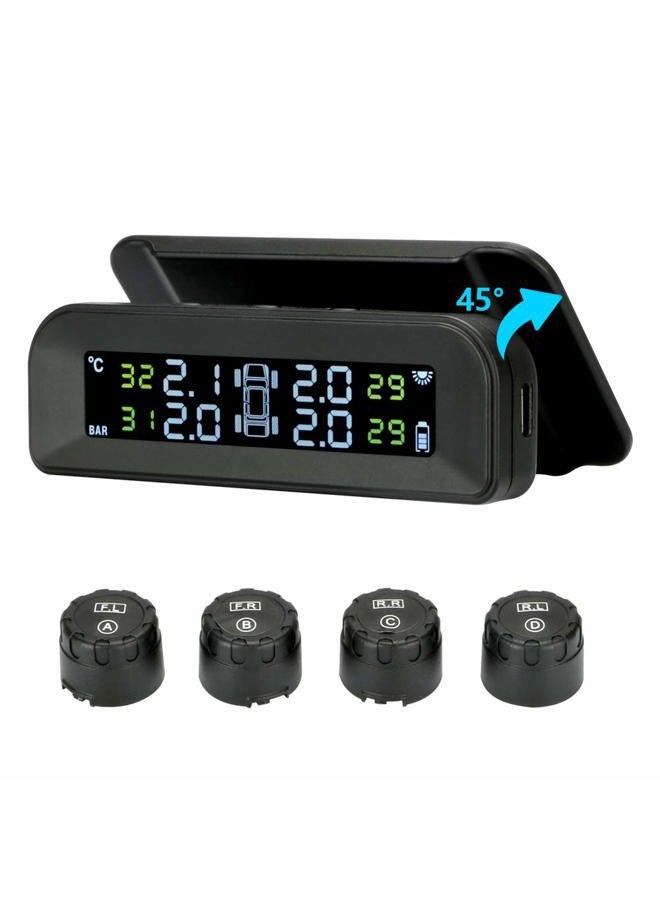 Jansite Tire Pressure Monitoring System Wireless Solar TPMS, 4 Sensors Real-time Display 22-87 PSI for Car SUV MPV Sedan - Image 1