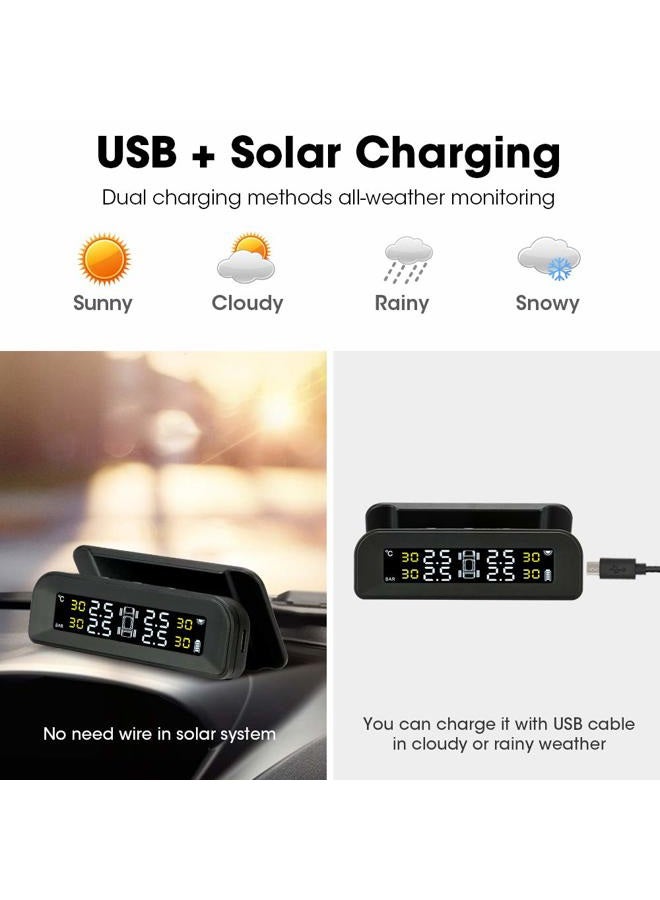 Jansite Tire Pressure Monitoring System Wireless Solar TPMS, 4 Sensors Real-time Display 22-87 PSI for Car SUV MPV Sedan - Image 4