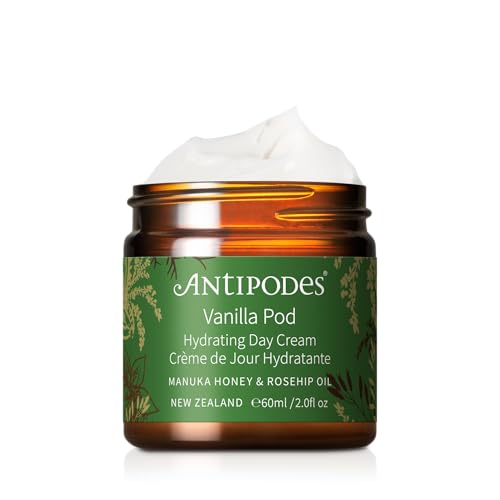 ANTIPODES Vanilla Pod Hydrating Day Cream ? Anti Aging Face Moisturizer For Dry Skin ? with Rosehip Oil, Avocado Oil & Antioxidant Skincare Ingredients ? Dry Skin & Normal Skin ? 60ml, 2 fl. Oz