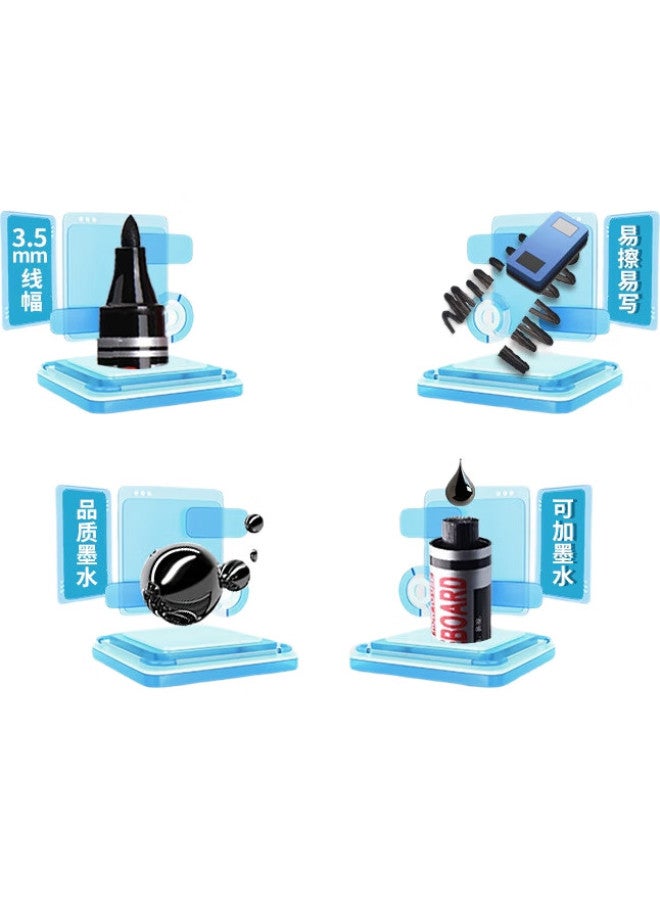 Genvana Black Refillable Ink Whiteboard Pens 10Pcs/Box Office Meeting Easy Erasable G-634 - Image 1