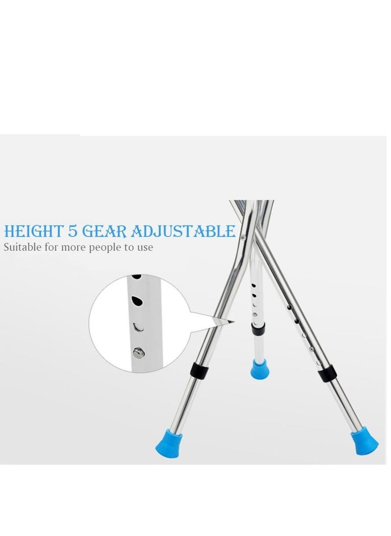 Walking Stick with Seat Old Man Walking Chair Stool Cane Multifunctional Walker Folding Non-Slip Stick withlamp