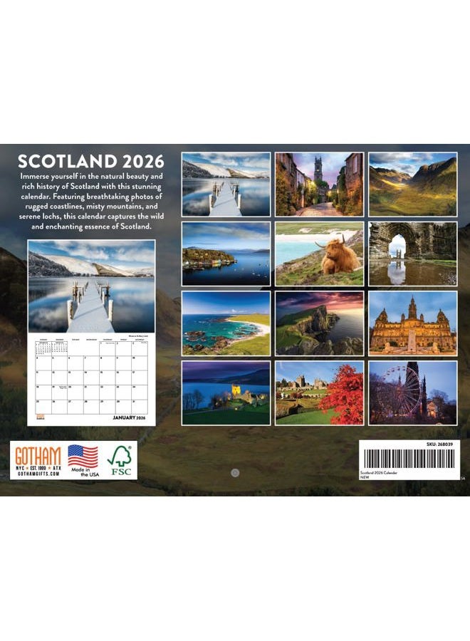Poster Foundry Scotland Calendar 2026 Scottish Gifts Monthly Wall Calender 12 Month | American Made In The USA - Image 2