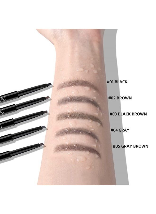 LAMUSELAND - 3 Pcs/Set Eyebrow Pencil, Professional Make Up Definer Pen, Rotary Retractable Triangular Tip Eyebrow Pencil With Spoolie Brush, Waterproof Long-lasting Eye Brow Pencil, Easy Create Natural - Image 1