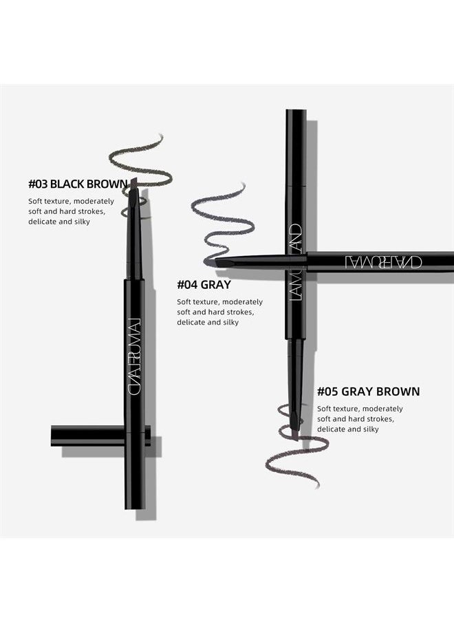 LAMUSELAND - 3 Pcs/Set Eyebrow Pencil, Professional Make Up Definer Pen, Rotary Retractable Triangular Tip Eyebrow Pencil With Spoolie Brush, Waterproof Long-lasting Eye Brow Pencil, Easy Create Natural - Image 1