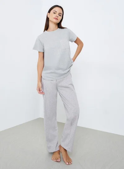 Styli Star Print Pocket T-Shirt and Pyjama Set