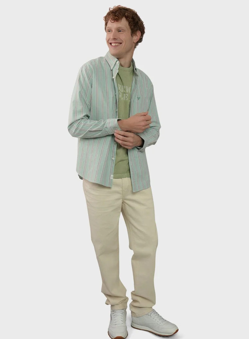 American Eagle Stripe Deatil Button Down Regular Fit Shirt