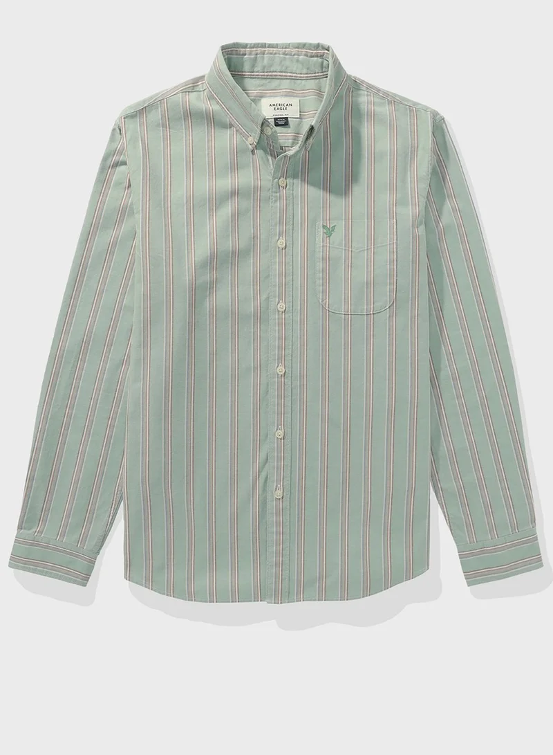 American Eagle Stripe Deatil Button Down Regular Fit Shirt