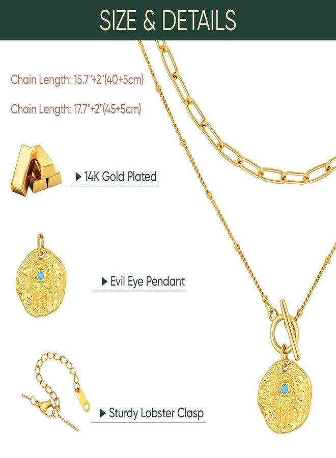 XUANPAI Women's Gold Evil Eye Necklace - 14K Gold Plated Hamsa Choker Necklaces,Trendy Non Tarnish Golden Layered Hamsa Hand Protection Necklace,Lucky Spiritual Jewelry Gifts for Girlfriend Sister Wife - Image 4