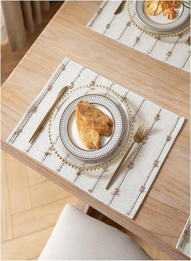 Slazie Premium Boho Design Cotton Table Runner with placemat Combos| Tassles| Table dcor| Dining Area |Dining Table|4-6 Seater Table Runner| RMC (Beige, 1 Runner(14*72 in)+ 6 PLACEMAT(13*19 in)) - Image 4