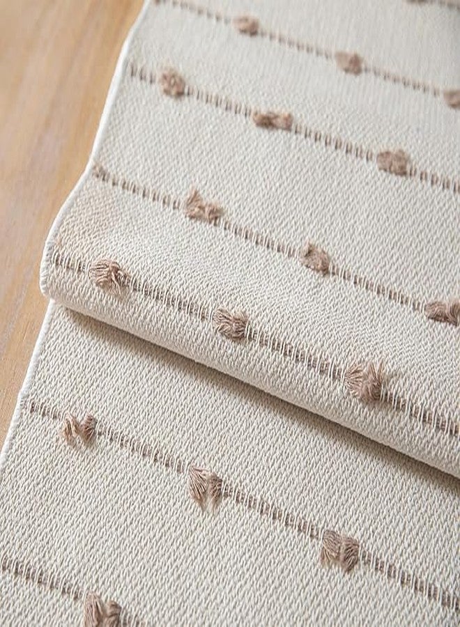 Slazie Premium Boho Design Cotton Table Runner with placemat Combos| Tassles| Table dcor| Dining Area |Dining Table|4-6 Seater Table Runner| RMC (Beige, 1 Runner(14*72 in)+ 6 PLACEMAT(13*19 in)) - Image 5