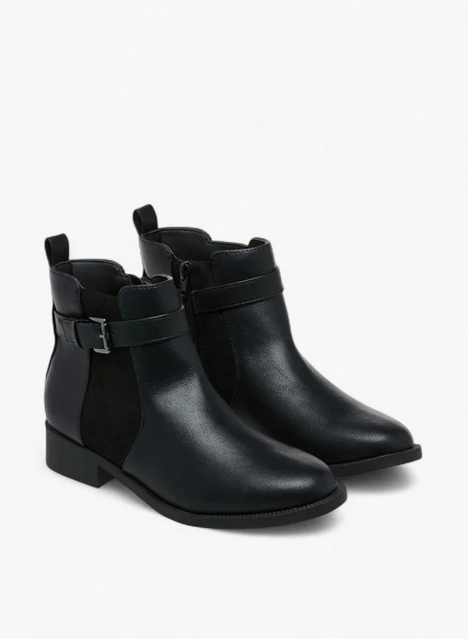 Panelled Ankle Boots with Zip Closure
