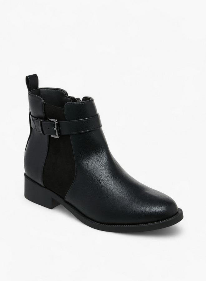 Flora Bella By Shoexpress Panelled Ankle Boots with Zip Closure - Image 2