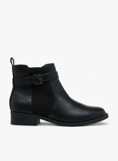 Flora Bella By Shoexpress Panelled Ankle Boots with Zip Closure