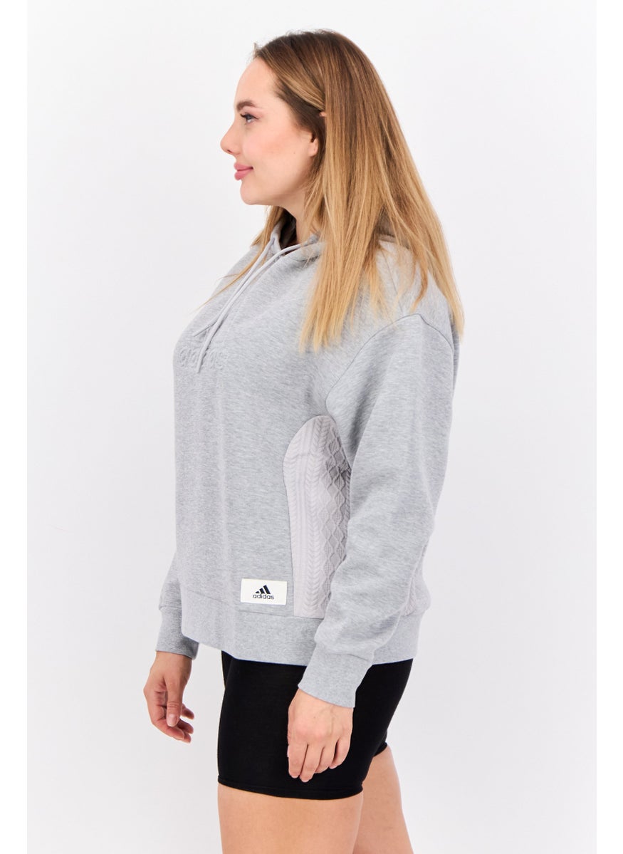 Adidas Women Sportswear Fit Long Sleeves Hoodies, Grey  - Image 2