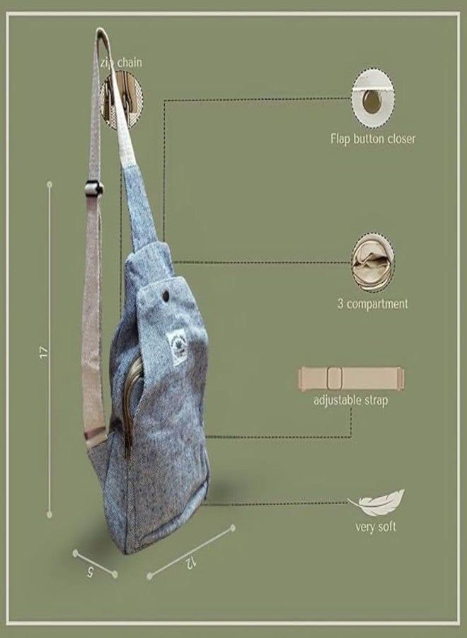 FIBREGOLD customized himalayan hemp shoulder bag | organic handmade hemp cotton sling bag for men and women | durable grey crossbody for travel, college, office, and daily use (Pack of 3) - Image 3