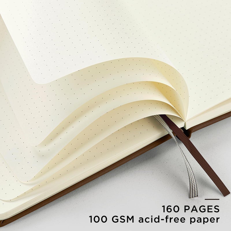 &And Per Se ⩓ Per Se Dotted Journal Notebook, A5 Hardcover Leather Bullet Dotted Journal, 160 Pages 100 gsm Thick Paper, 3 Sheets of Stickers Included- 5.7'' x 8''ï¼ˆChocolateï¼‰ - Image 3
