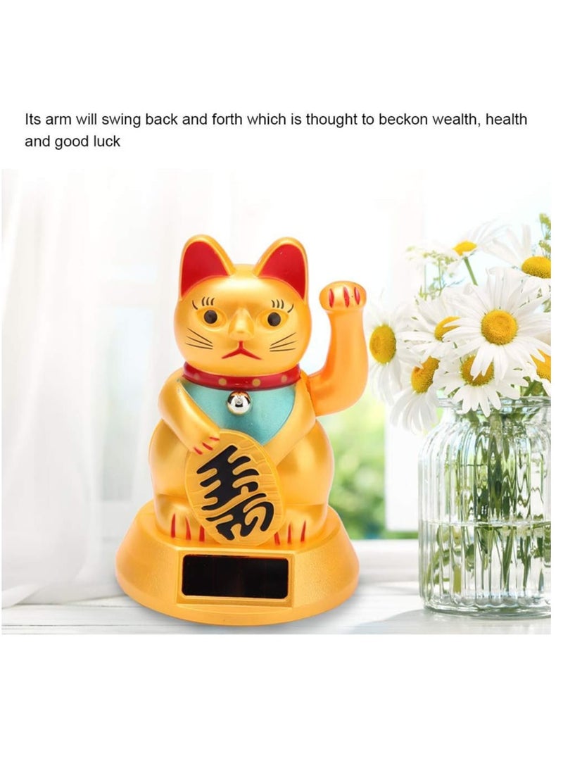 Solar Powered Lucky Cat Waving Figurine Good Luck Charm for Home and Car Decor Wealth Attraction - Image 2