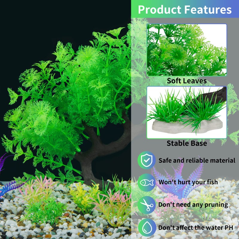 MyLifeUNIT Fish Tank Decorations, 15 Pack Artificial Aquarium Plants Tree Set for Fish Tank Decor (Green Set) - Image 3