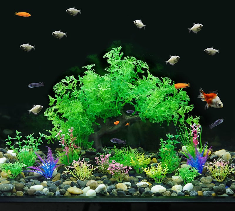 MyLifeUNIT Fish Tank Decorations, 15 Pack Artificial Aquarium Plants Tree Set for Fish Tank Decor (Green Set) - Image 5