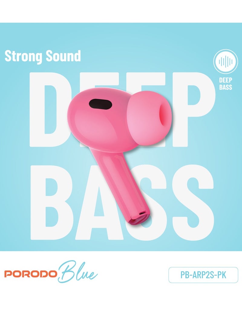 porodo - Earbuds Pro 2 With Touch Display with Environmental Noise Cancellation and ANC / Deep Bass / Touch Control / 20 Hours Working Time /1.47-inch Screen size - Pink - Image 1
