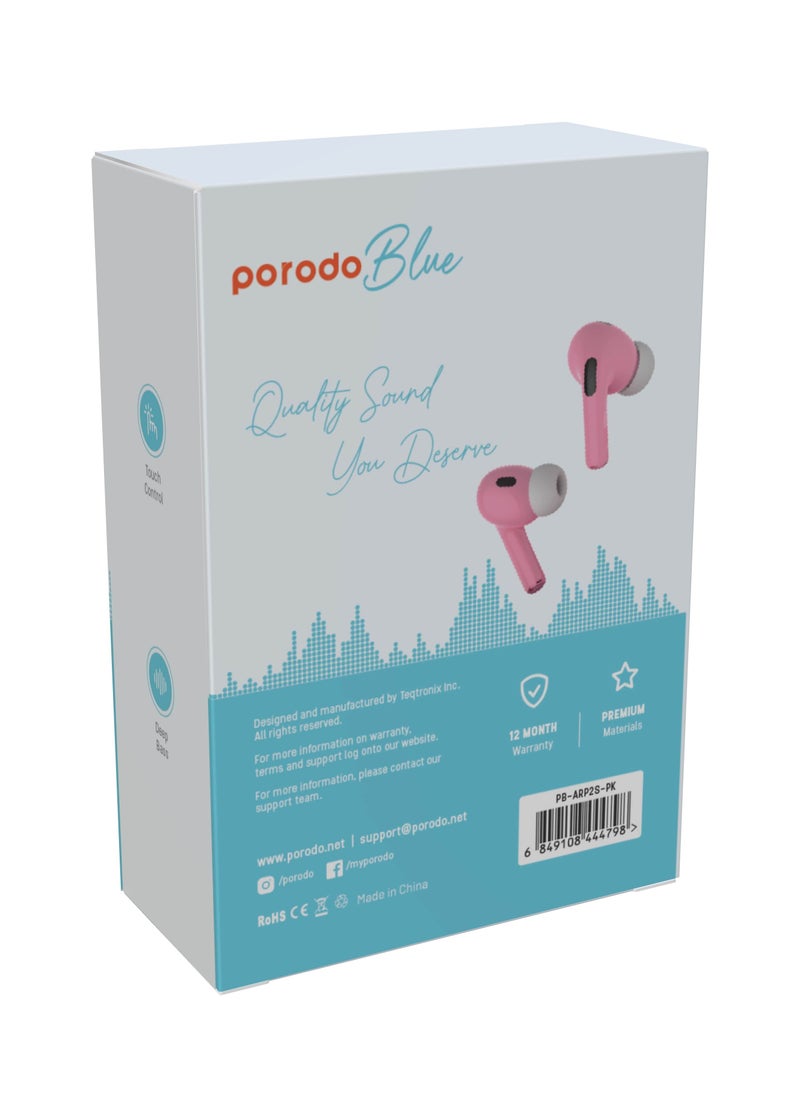 porodo - Earbuds Pro 2 With Touch Display with Environmental Noise Cancellation and ANC / Deep Bass / Touch Control / 20 Hours Working Time /1.47-inch Screen size - Pink - Image 1