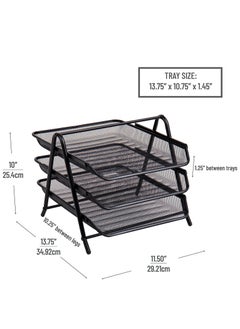ELTRAZONE Desk Organizer with 3 Sliding Trays for Letters, Documents, Mail, Files, Paper, Black  - Image 3