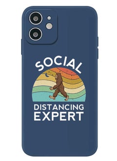 Protective Slim Fit Case Liquid Silicone Cover with Full Body Protection Anti-Scratch Shockproof Case For iPhone 12 Blue  - Social Distancing expert copy