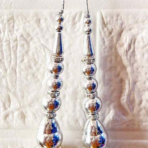 Adikala Craft Store Handmade Ethnic Cutdana Latkan Tassel Set of 2 for Saree Pallu, Blouse, Suits, Dupatta, Lehenga Decor, DIY Art & Crafts (Silver D2) - Image 3