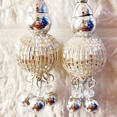 Adikala Craft Store Handmade Ethnic Cutdana Latkan Tassel Set of 2 for Saree Pallu, Blouse, Suits, Dupatta, Lehenga Decor, DIY Art & Crafts (Silver D2) - Image 4