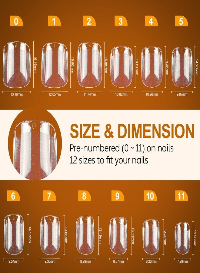 Nicedeco Gel Nail Tips Short Square Shape Nails, 504Pcs Pre Shaped Soft Tips Full Cover False Nails for Gel Nail Extensions Press on Nails - 011 - Image 2