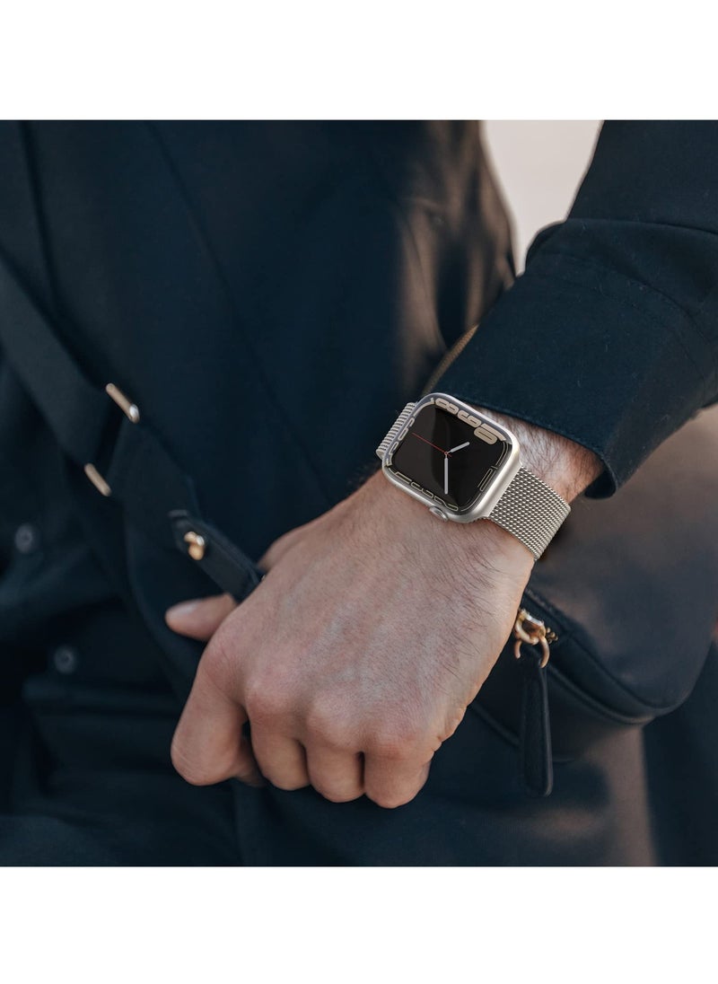 ANYOGRO Compatible with Apple Watch Band 42mm 44mm 45mm 46mm 49mm for Women and Men, Stainless Steel Magnetic Metal Wristband Strap Compatible with iWatch Series 10 9 8 7 6 5 4 3 2 1 SE 2/1 Star Light  - Image 4