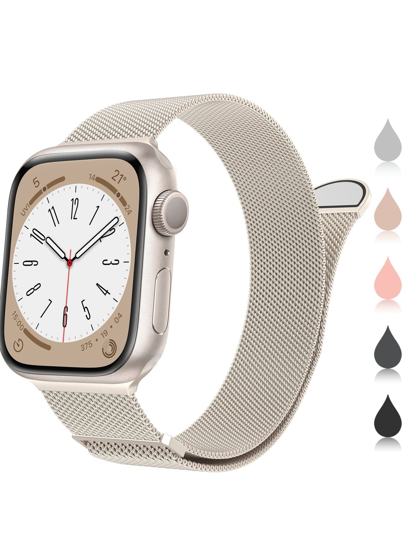ANYOGRO Compatible with Apple Watch Band 42mm 44mm 45mm 46mm 49mm for Women and Men, Stainless Steel Magnetic Metal Wristband Strap Compatible with iWatch Series 10 9 8 7 6 5 4 3 2 1 SE 2/1 Star Light