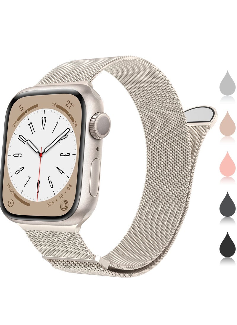 ANYOGRO Compatible with Apple Watch Band 42mm 44mm 45mm 46mm 49mm for Women and Men, Stainless Steel Magnetic Metal Wristband Strap Compatible with iWatch Series 10 9 8 7 6 5 4 3 2 1 SE 2/1 Star Light  - Image 1