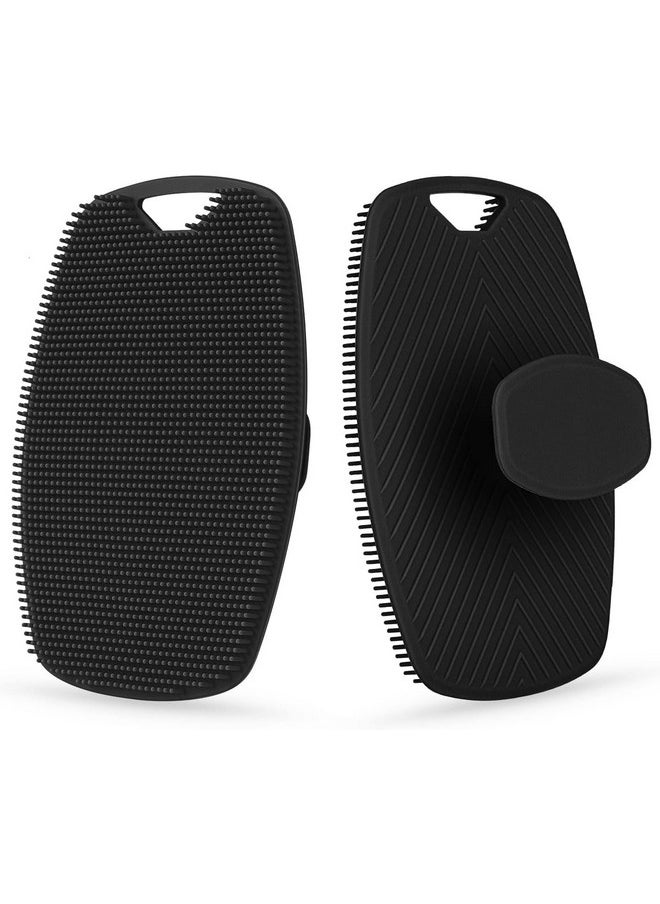 VITALOGY Body Scrubber For Bathing Dead Skin Remover Premium Super Soft Silicone Body Shower Scrub Reusable Body Cleansing Brush For Men Women And Children 1 Pc (Black)  - Image 1