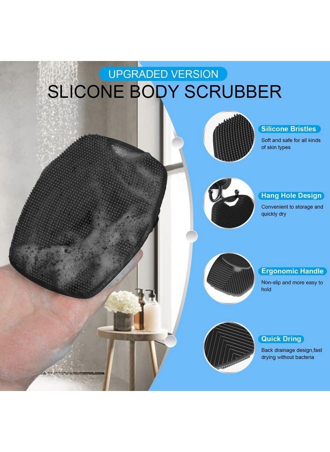 VITALOGY Body Scrubber For Bathing Dead Skin Remover Premium Super Soft Silicone Body Shower Scrub Reusable Body Cleansing Brush For Men Women And Children 1 Pc (Black)  - Image 4