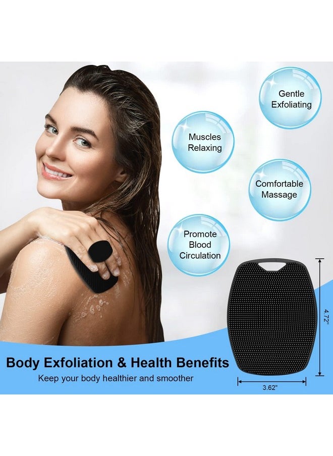 VITALOGY Body Scrubber For Bathing Dead Skin Remover Premium Super Soft Silicone Body Shower Scrub Reusable Body Cleansing Brush For Men Women And Children 1 Pc (Black)  - Image 2
