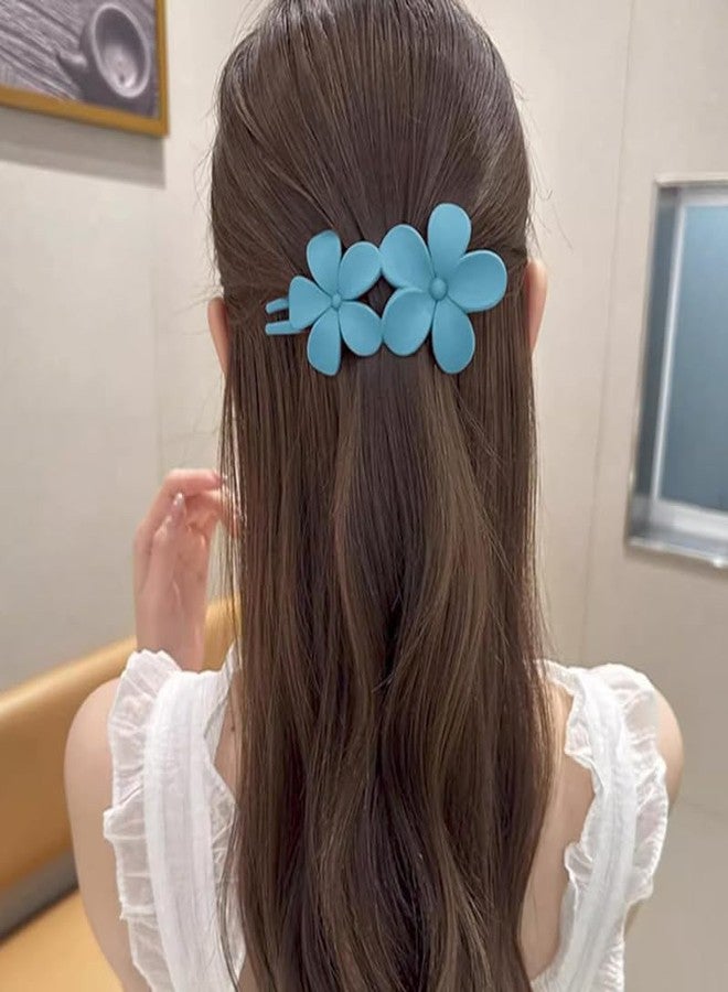 MIKONIKO ميكونيكو قطعتان من مشابك الشعر المزدوجة على شكل زهرة للنساء والفتيات، مشابك شعر فرنسية كبيرة غير قابلة للانزلاق، إكسسوارات تصفيف شعر عتيقة بمشبك تمساح، مشبك شعر على شكل منقار البط للنساء ذوات الشعر الكثيف والخفيف - Image 2