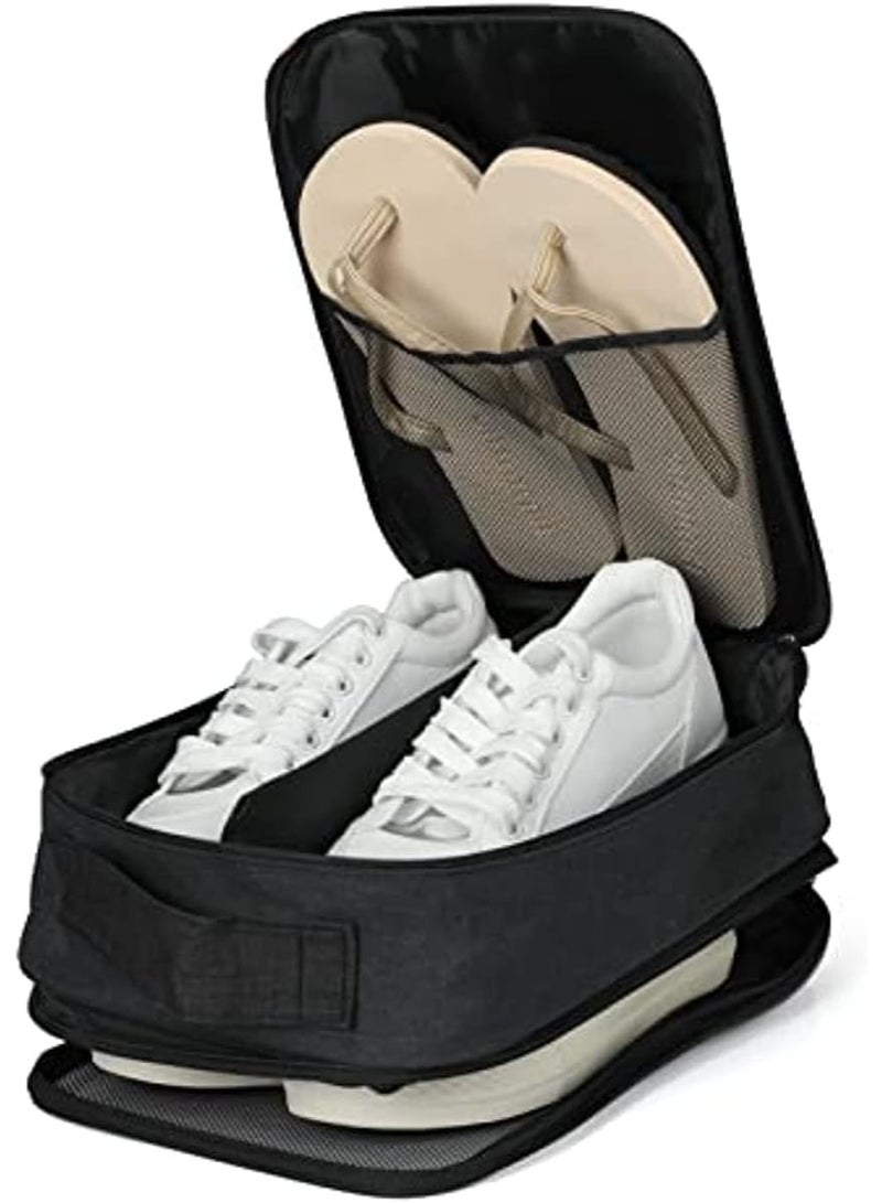 DUNISO Travel Shoe Bags，Hanging Travel Shoe Bag，Shoe Organizer Storage Pouch for Packing with Zipper ，Waterproof and Moisture-proof，for Outdoor，Travel，Business Trips,30*22.8*15cm，Black - Image 3