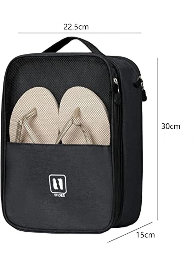 DUNISO Travel Shoe Bags，Hanging Travel Shoe Bag，Shoe Organizer Storage Pouch for Packing with Zipper ，Waterproof and Moisture-proof，for Outdoor，Travel，Business Trips,30*22.8*15cm，Black - Image 4
