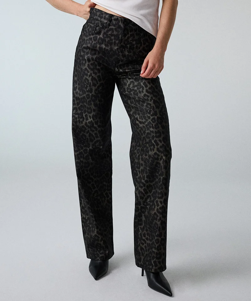 ايبيكيول Leopard-Print Wide-Leg Jeans
