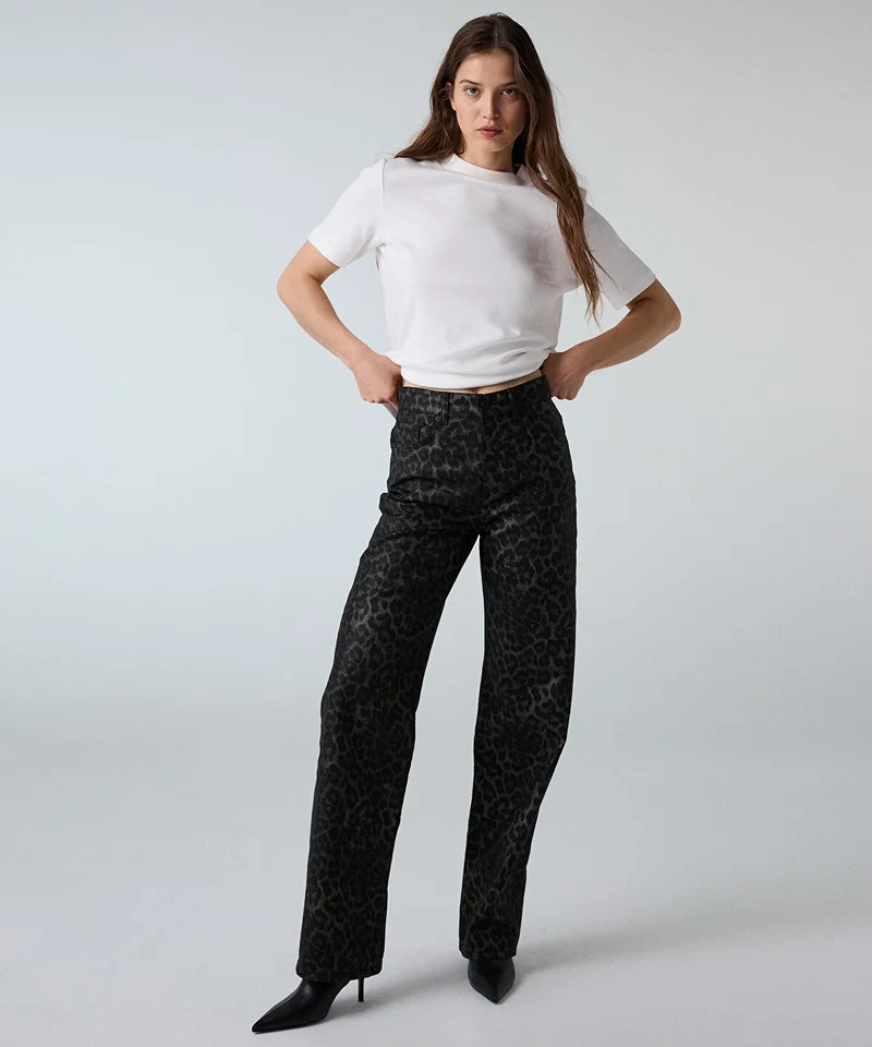 ايبيكيول Leopard-Print Wide-Leg Jeans