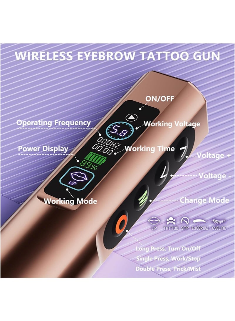 HaLunhi Cordless Tattoo Machine Kit，Includes 2 Batteries，20 Needles，Eyeliner And Other Cosmetic Microblading Supplies For Eyebrows，Eyeliner，Lips And Small Tattoos (Rose Gold) - Image 4
