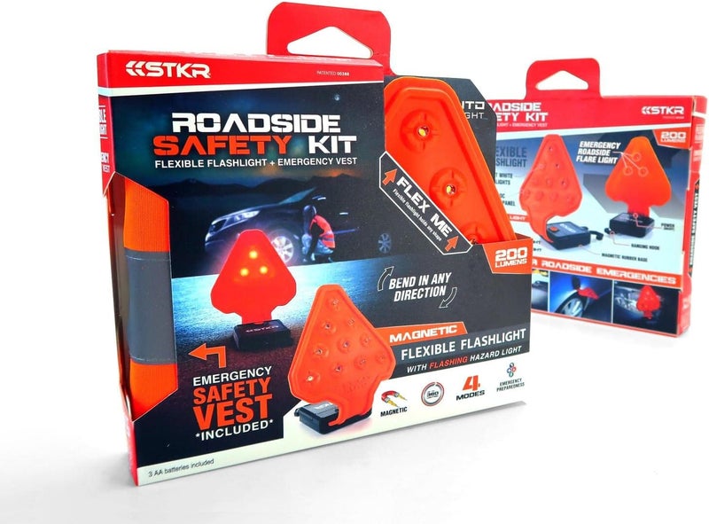 STKR FLEXIT AUTO Roadside Flashlight Safety Kit - 200 Lumen Flexible LED Flashlight with High-Vis Safety Vest - Image 3