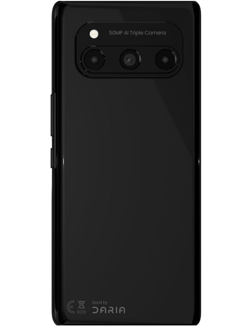 Daria BOND 5G Android 14 Smartphone, 8GB RAM, 256GB Storage, 50MP AI Triple Camera, 120Hz Curved AMOLED, Octa-Core 2.6 GHz, Web3 Monetization, Free Daria Entertainer subscription, Built-In Wallet, Piano Black Color, 66 Watts Super-Fast Charge