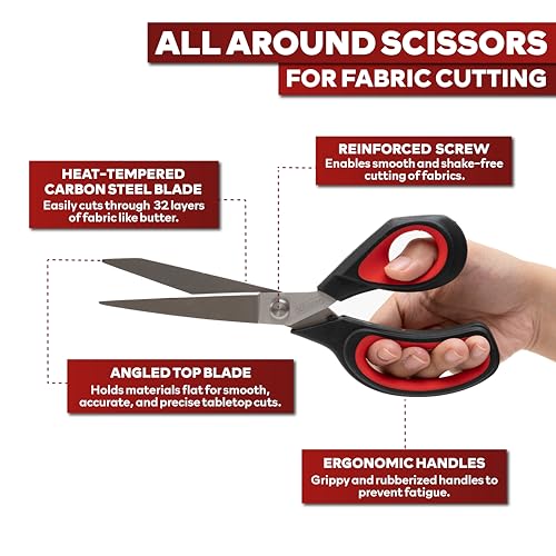 XFasten Heavy-Duty Professional Tailor Scissors, 9.5-Inch Heavy Duty Ultra-sharp Dressmaker’s Scissors Shears for Fabric Cutting | Sewing scissors for Fabric - Image 3