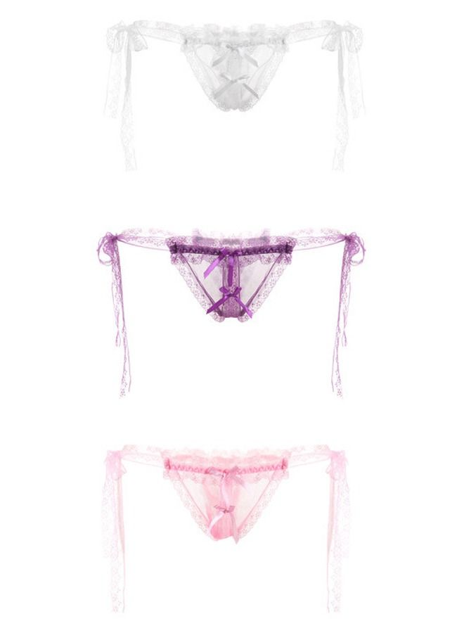3 Pcs Women Girl Lace Briefs Set Lingerie wear Comfortable Underwear Anti-bacterial Breathable Waist Body Shaper Underpants Panty Slimming Elastic Briefs,Nightly Sleepwear Honeymoon Hot Wear Dresses - Image 1